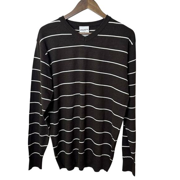 Ablanche New York Brown Striped Sweater Men’s Large NWT Acrylic Knit Pullover - Picture 1 of 9